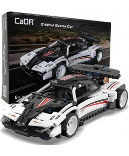 Klocki konstrukcyjne CaDA Samochód sportowy wyścigowy balta Z-Wind Sports Car Auto su diskų įtaisu pull back 321 dalys