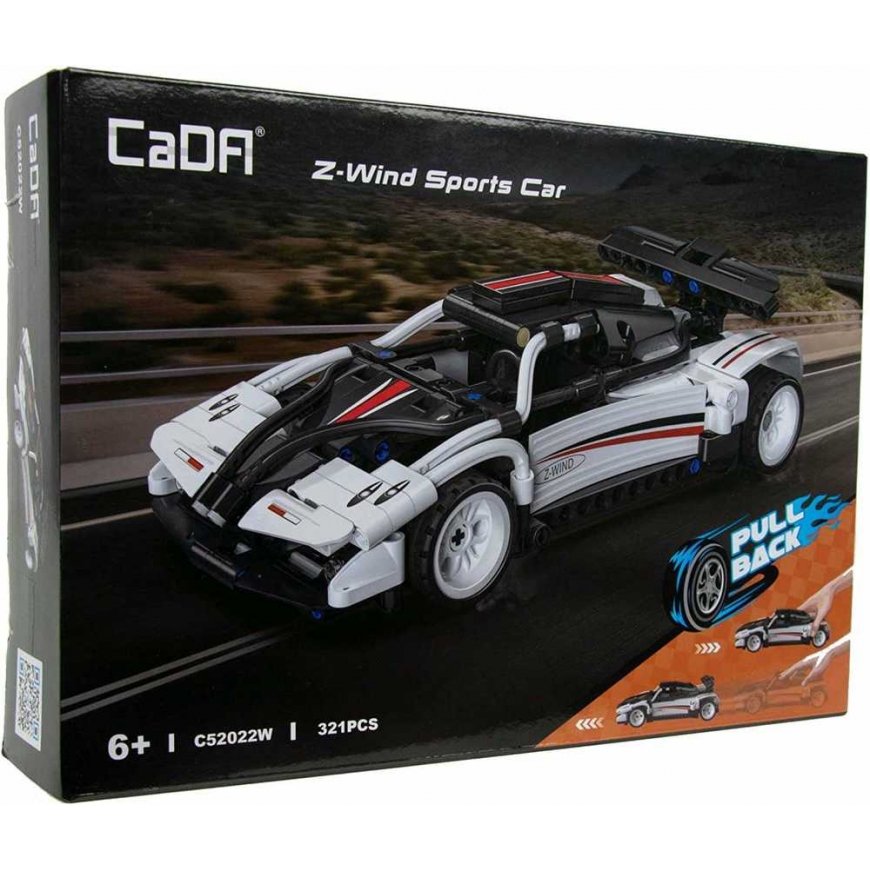 Klocki konstrukcyjne CaDA Samochód sportowy rycksnowy white Z-Wind Sports Car Auto with disc device pull back 321 parts – 2