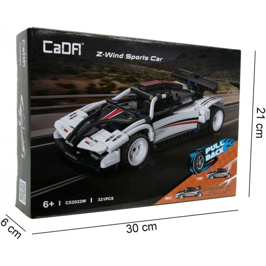 Klocki konstrukcyjne CaDA Samochód sportowy wyścigowy balta Z-Wind Sports Car Auto su diskų įtaisu pull back 321 dalys – 3