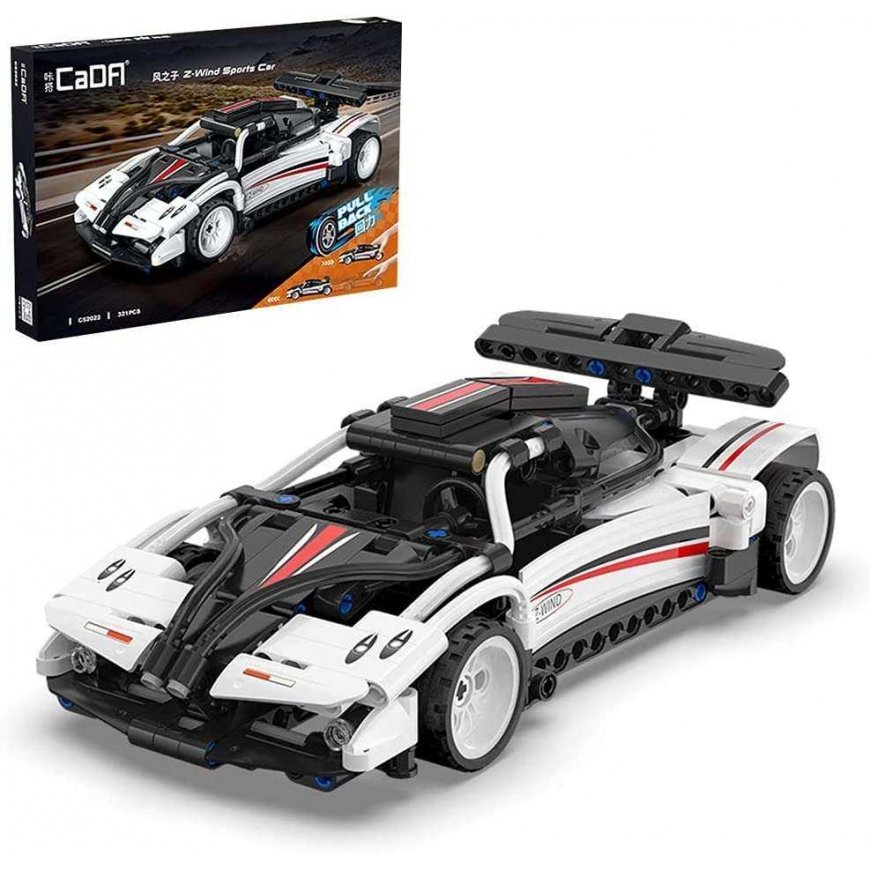 Klocki konstrukcyjne CaDA Samochód sportowy rycksnowy white Z-Wind Sports Car Auto with disc device pull back 321 parts – 4