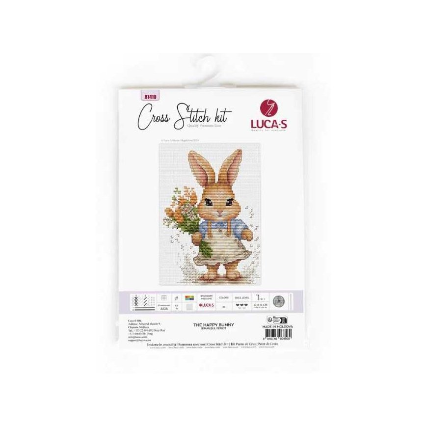 luca S Suskaičiuotas siuvinėjimo kryželiu rinkinys "The Happy Bunny" 10x14cm SB1410