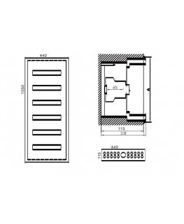 Distribution panel TIBOX 440x1050x115mm 6x16mod., IP54, recessed