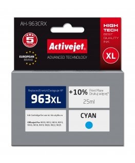 Activejet AH-963CRX rašalas HP spausdintuvams, pakaitinis HP 963XL 3JA27AE Premium 1760 puslapių mėlynos spalvos