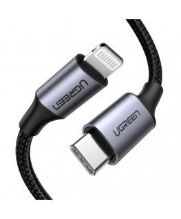 Ugreen 60759 mobilo telefonu kabelis Melns, Sudrabs 1 m USB C Lightning