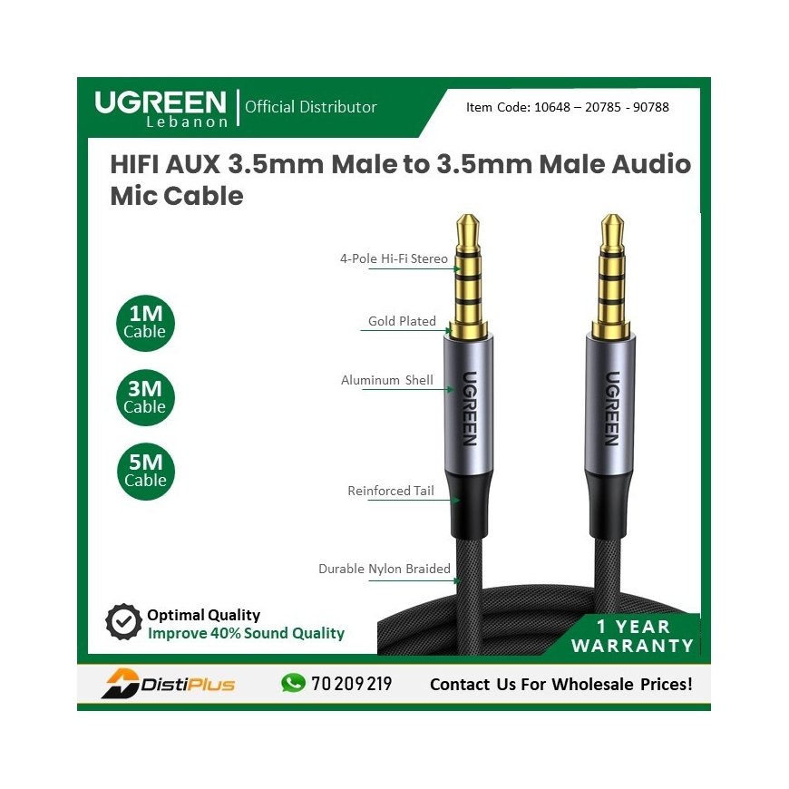 Ugreen AV183 cable 10648 mini jack 3.5mm | mini jack 3.5mm 1m - – 2