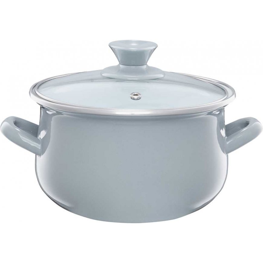 Enamel pot with lid Pyza gray 22 cm 5 l ENAMEL OLKUSZ