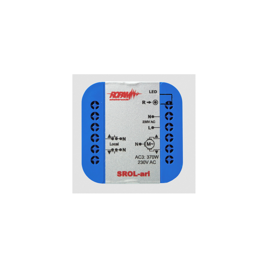 ROPAM SROL-ari wireless, in-ear roller shutter controller 230VAC, amperometry, roller shutter status in app and touch panel (-IP – 2