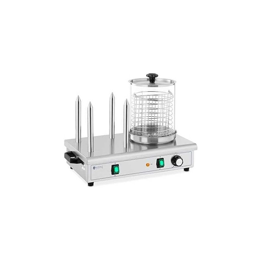 Royal Catering Sausage heater, 4 bun skewers, capacity 30 sausages, 650 W – 3