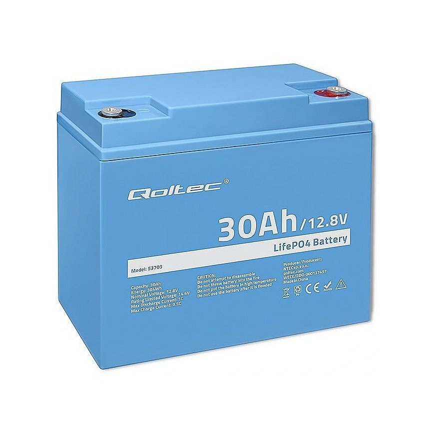 Qoltec LiFePO4 battery 12.08V, 30Ah