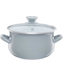 Enamel pot with lid Pyza gray 14 cm 1.25 l ENAMEL OLKUSZ