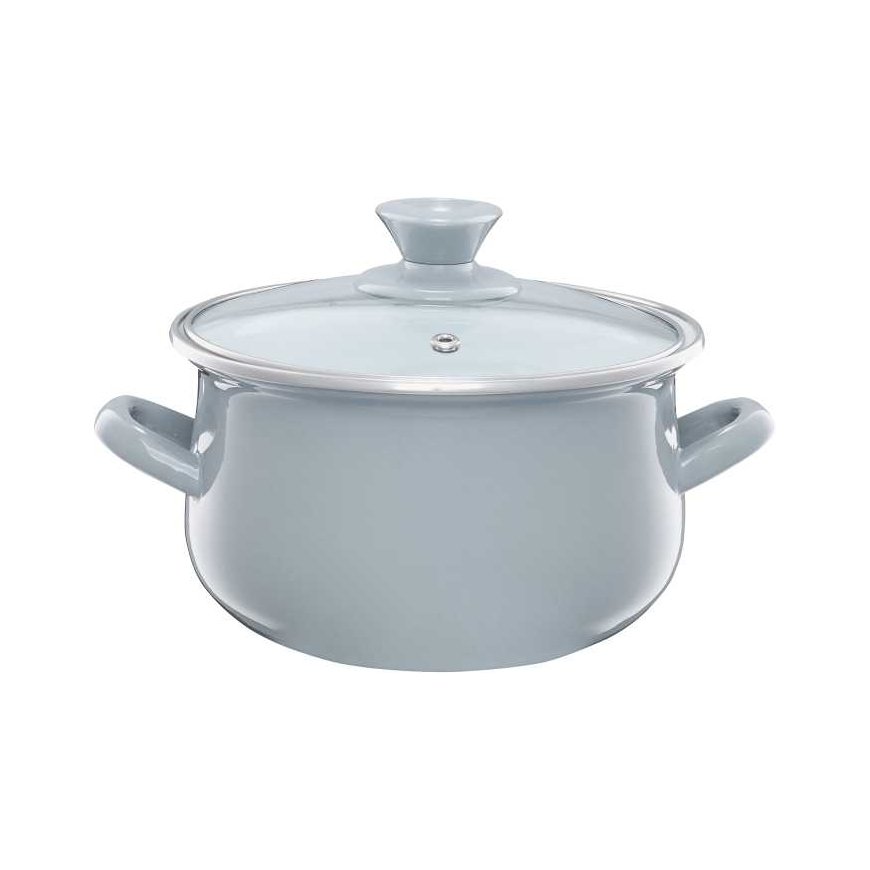 Enamel pot with lid Pyza gray 14 cm 1.25 l ENAMEL OLKUSZ
