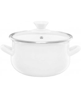 Enamel pot with lid Pieza cream 18 cm 2.9 l ENAMEL OLKUSZ