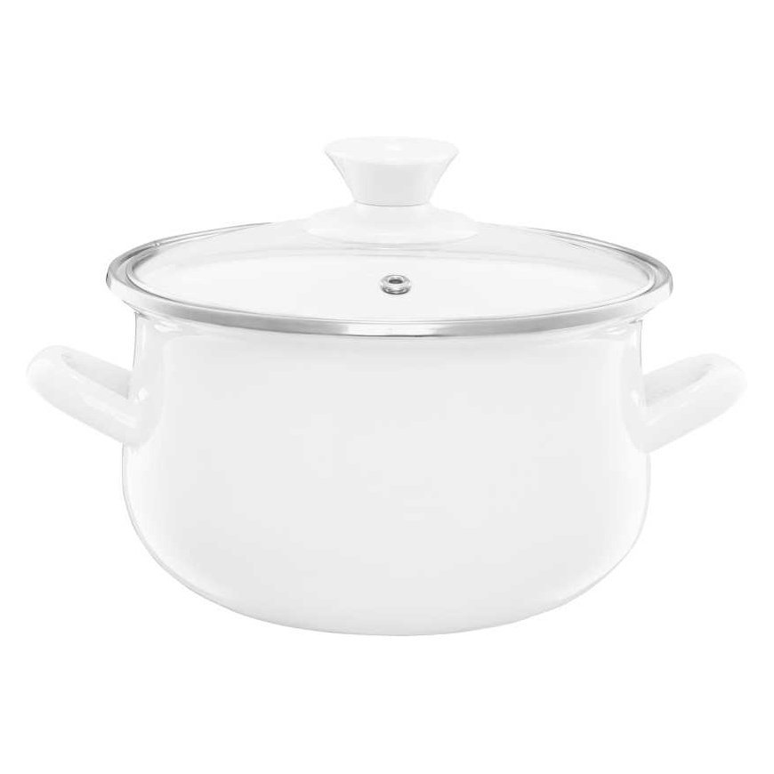 Enamel pot with lid Pieza cream 18 cm 2.9 l ENAMEL OLKUSZ