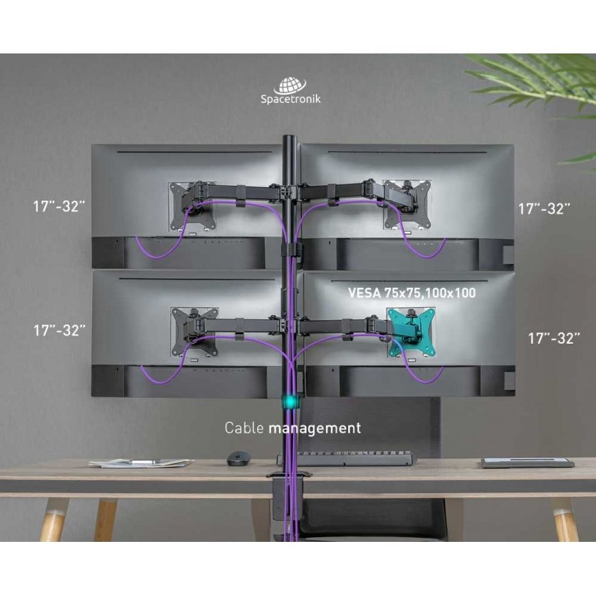 Spacetronik SPA-140 four monitor mount – 2