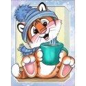 Beldizart Diamond painting set "Tiger cub and coffee" 15*20 cm AM4145 Beldizart Diamond painting set "Tiger cub and coffee" 15*20 cm AM4145