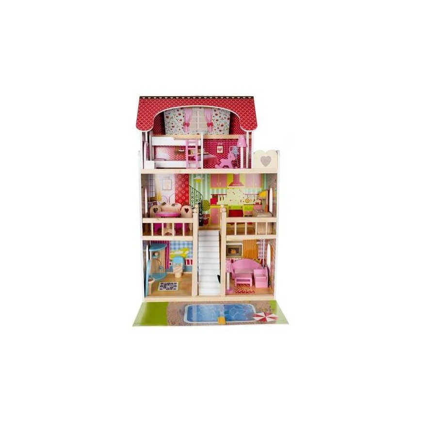 Marka Niezdefiniowana Wooden dollhouse - villa with pool D11251 – 3