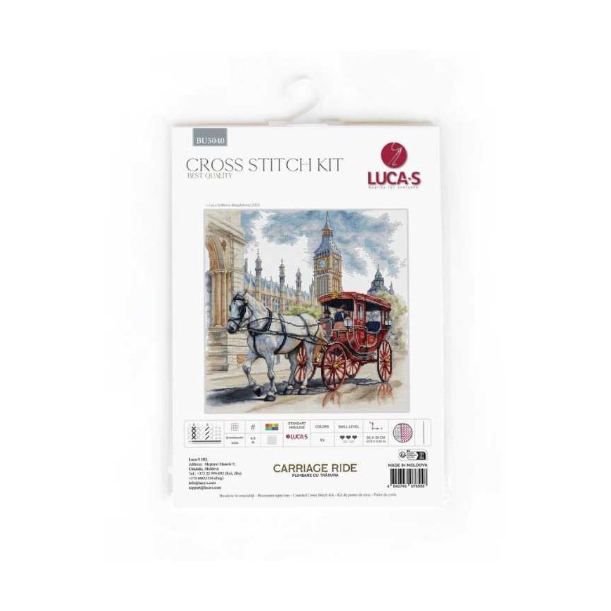 luca S Suskaičiuotas dygsnio kryželiu rinkinys "Važiavimas vežimu" 35x35cm SBU5040