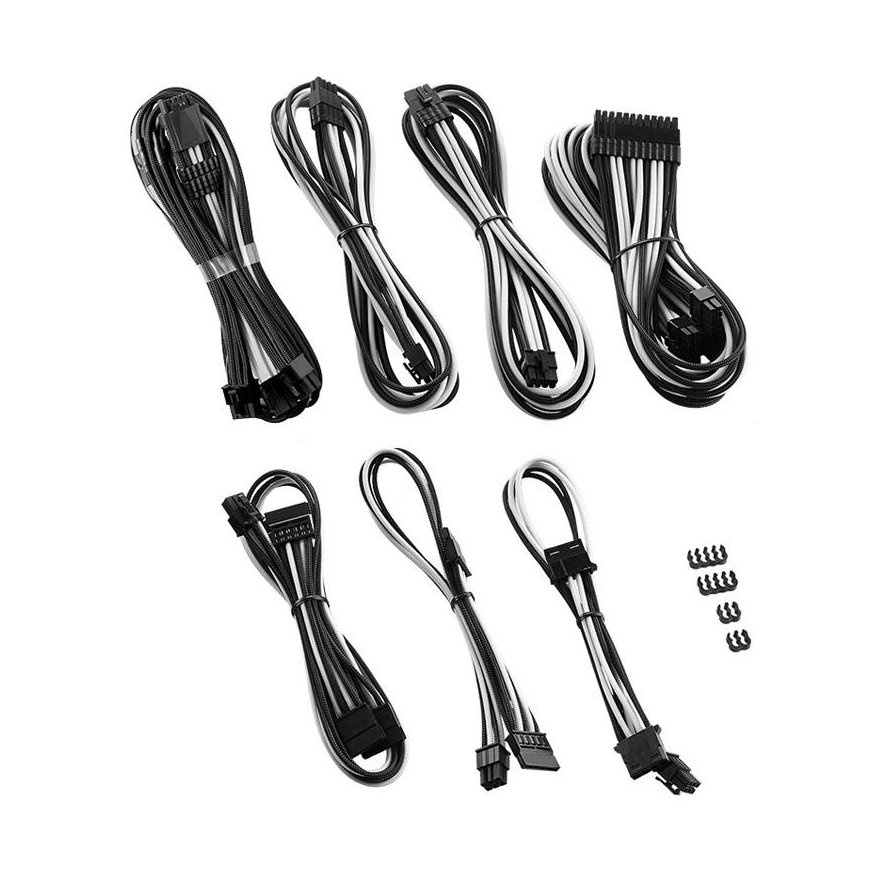 CableMod C-Series PRO ModMesh 12VHPWR Cable Kit for Corsair RM, RMi, RMx (Juodas Label) - juodas/baltas