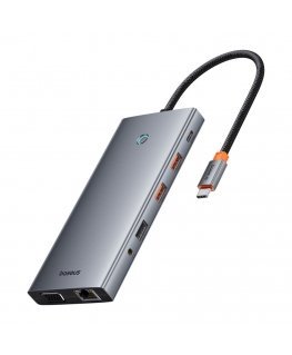 HUB Baseus PortalJoy Series 13in1 USB-C - 2x HDMI / DP / VGA / USB-A 3.1 / USB-C 3.1 / USB-A 2.0 / PD / RJ45 / SD / TF / AUX - g