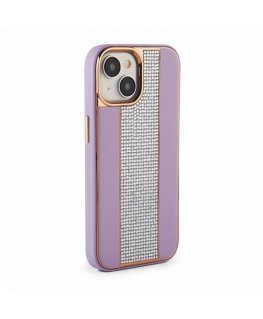 Apple iPhone 15 Diamonds and Leather Case Pink Sand