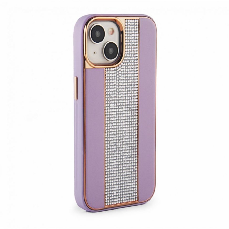 Apple iPhone 15 Diamonds and Leather Case Pink Sand