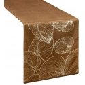 Eurofirany BLINK / 16 Velvet table runner with large leaf pattern, 35X220 cm, color: brown