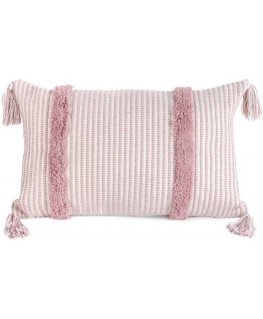 Eurofirany TERRA COLLECTION AVINION Pillow cover made of thick cotton fabric with fringes in the corners, 30X50 cm, color: pink
