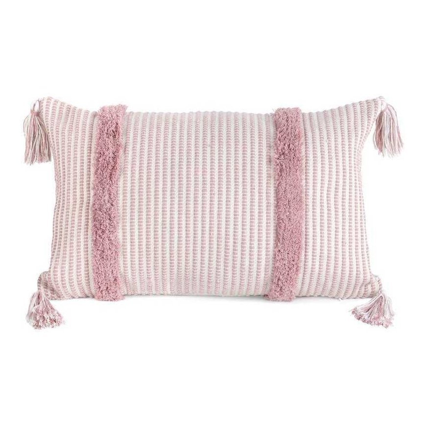 Eurofirany TERRA COLLECTION AVINION Pillow cover made of thick cotton fabric with fringes in the corners, 30X50 cm, color: pink