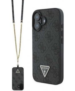 Dėklas Guess GUHCP16SP4TDSCPK iPhone 16 6.1" juoda/juodas hardcase Leather Metal Logo Strass Crossbody