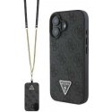 Dėklas Guess GUHCP16SP4TDSCPK iPhone 16 6.1" juoda/juodas hardcase Leather Metal Logo Strass Crossbody