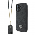 Dėklas Guess GUHCP16SP4TDSCPK iPhone 16 6.1" juoda/juodas hardcase Leather Metal Logo Strass Crossbody