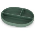 Petite&Mars Take&Match - silicone plate with compartments and suction cup, oval | Misty Green