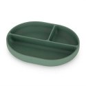 Petite&Mars Take&Match - silicone plate with compartments and suction cup, oval | Misty Green