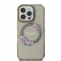 Dėklas Guess GUHMP16LHFWFCK iPhone 16 Pro 6.3" juoda/juodas hardcase IML Flowers Wreath MagSafe