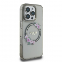 Dėklas Guess GUHMP16LHFWFCK iPhone 16 Pro 6.3" juoda/juodas hardcase IML Flowers Wreath MagSafe
