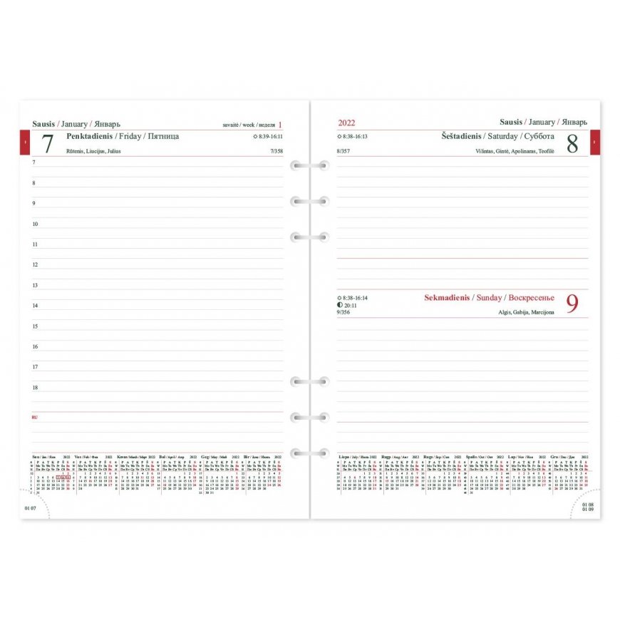 Timer Vidaus blokas kalendoriui MAXI DAY organizer A5, 2025 – 2