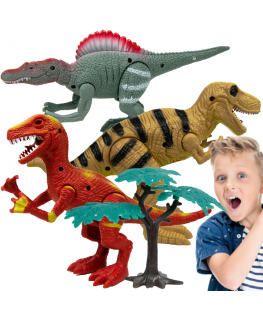 Almarina Duże Dinosaur Set 3 Figurki Ruchome Dźwięk Świecące Oczy Ryczą 22 Cm