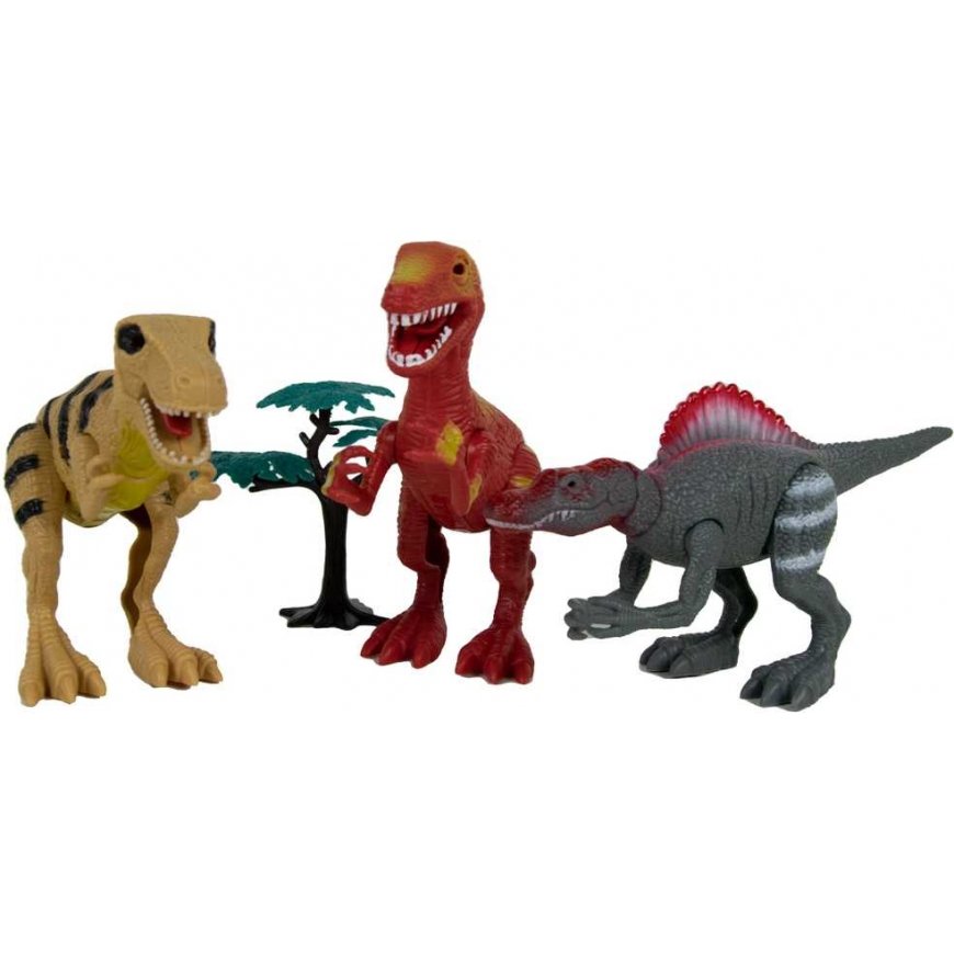 Almarina Duże Dinosaur Set 3 Figurki Ruchome Dźwięk Świecące Oczy Ryczą 22 Cm – 4