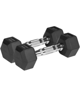 Rubberized cast iron dumbbells HEX 2x3kg, REBEL ACTIVE