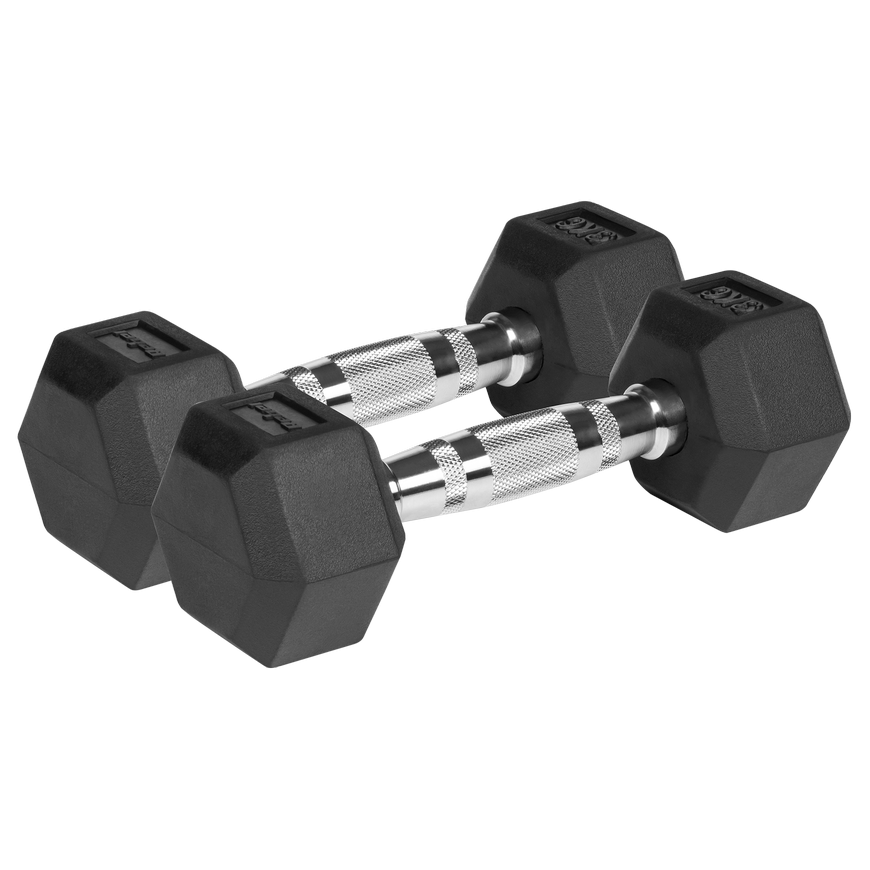 Rubberized cast iron dumbbells HEX 2x3kg, REBEL ACTIVE – 2
