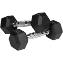 Rubberized cast iron dumbbells HEX 2x3kg, REBEL ACTIVE Rubberized cast iron dumbbells HEX 2x3kg, REBEL ACTIVE