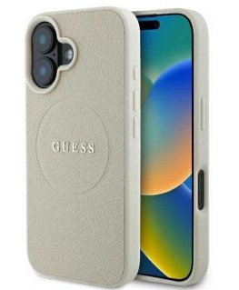 Case Guess GUHMP16SPGHSMME iPhone 16 6.1" beige/beige hardcase Grained Ring MagSafe
