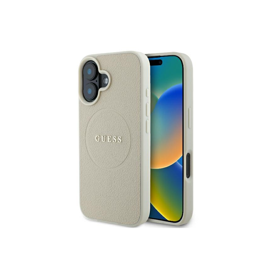 Dėklas Guess GUHMP16SPGHSMME iPhone 16 6.1" smėlio spalva/beige hardcase Grained Ring MagSafe – 2
