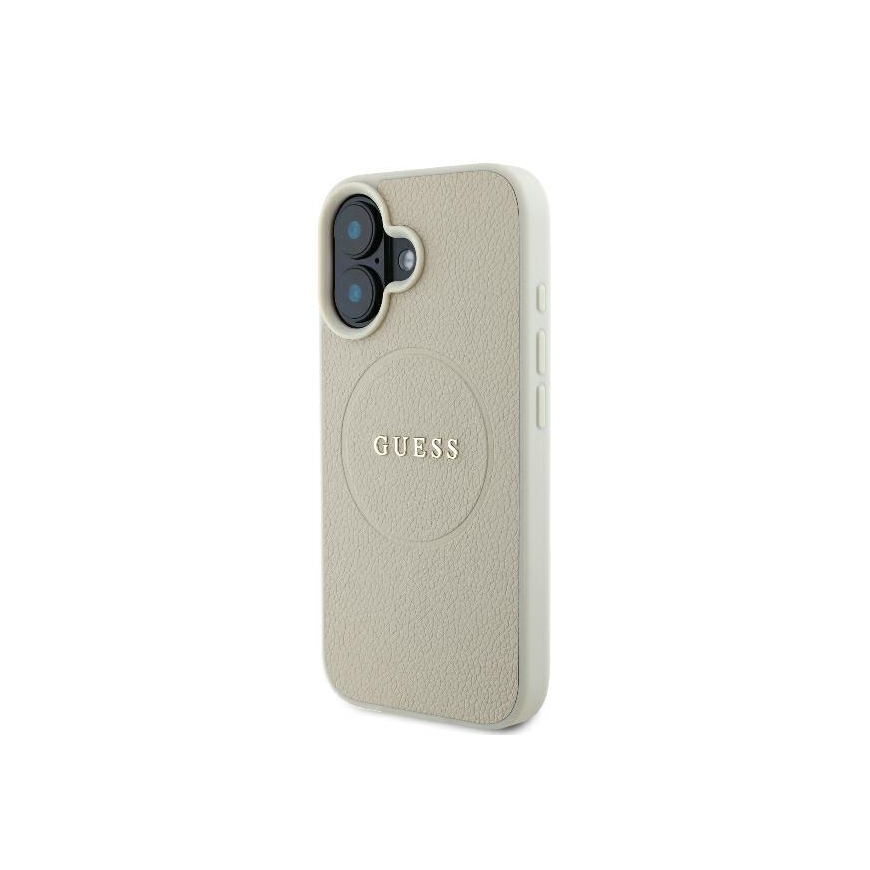 Case Guess GUHMP16SPGHSMME iPhone 16 6.1" beige/beige hardcase Grained Ring MagSafe – 3