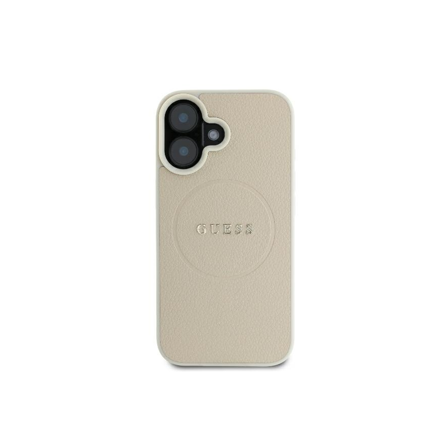 Case Guess GUHMP16SPGHSMME iPhone 16 6.1" beige/beige hardcase Grained Ring MagSafe – 4