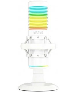 Marvo MIC-07 RGB baltas laidinis mikrofonas |USB