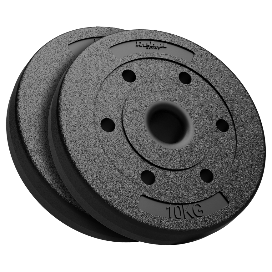 Set of bituminous weights 2x10kg, hole 51mm - for Olympic barbells, REBEL ACTIVE