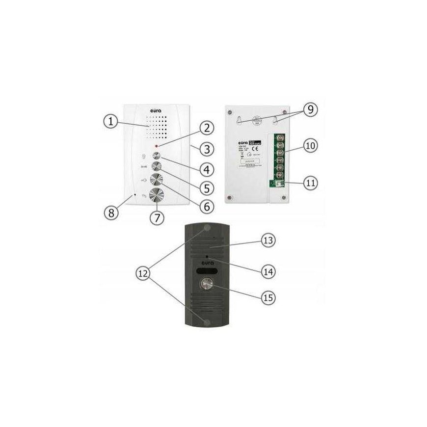Eura DOMOFON "EURA" 'ADP-51A3 "DFESA" "- 1-family, 2 uniphones, intercom, white – 2