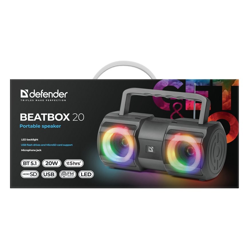 Defender BEATBOX 20 Kannettava stereokaiutin musta 20 W – 3