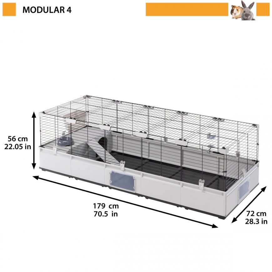 FERPLAST Modular 4 - būris trušiem un mājas jūrascūciņām - 179 x 72 x 56 cm